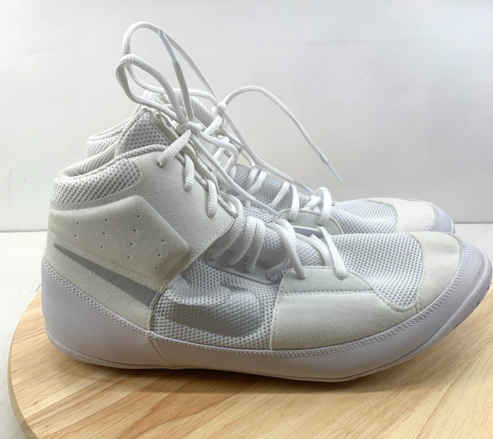 New‎ Nike Fury Wrestling Shoes Mens 13 White Silver Metallic MMA Combat Boxing